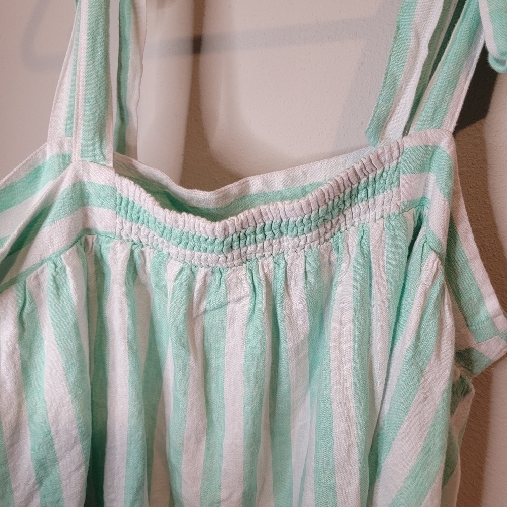 Stoney Clover size 1x Mint stripe tie strap baby doll top - Picture 5 of 8